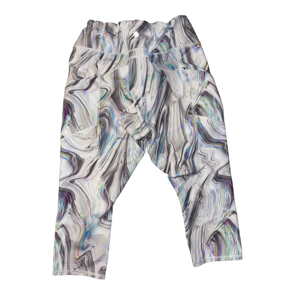 Athleta Marble Swirl Leggings in Black, White, Gray with Iridescent Accents - Picture 4 of 12